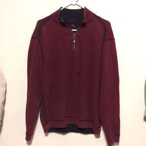 Tommy Bahama Size Large Flipshore Half-Zip Reversible Sweatshirt. Black/Maroon